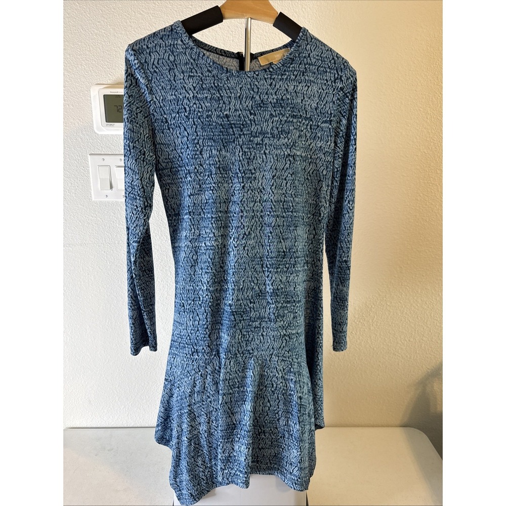 Michael Kors Women's Ruffle Hem Dress Blue Size Small